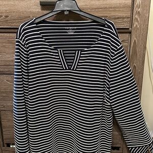 Talbots Black and White Blouse with Long Sleeves EUC